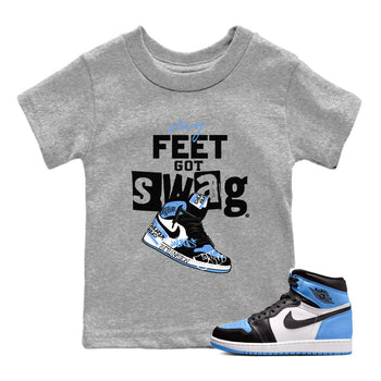 AJ1 UNC Toe shirt to match jordans My Feet Got Swag sneaker tees Air Jordan 1 UNC Toe SNRT Sneaker Release Tees Baby Toddler Heather Grey 1 T-Shirt