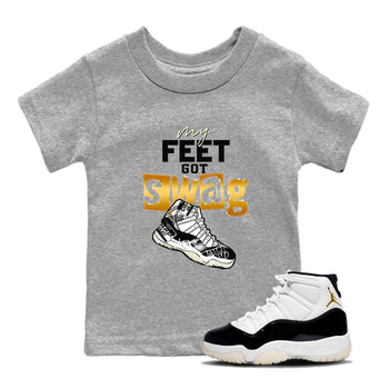 AJ11 Gratitude shirt to match jordans My Feet Got Swag sneaker tees Air Jordan 11 Gratitude SNRT sneaker release tees baby toddler Heather Grey 1 cotton Sneaker T-Shirt