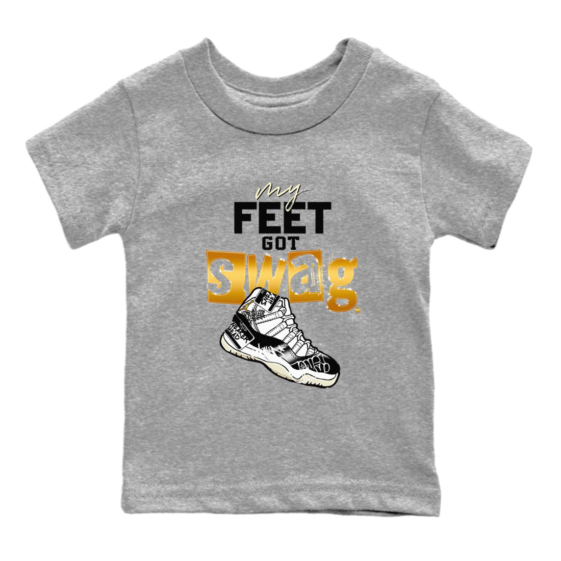 AJ11 Gratitude shirt to match jordans My Feet Got Swag sneaker tees Air Jordan 11 Gratitude SNRT sneaker release tees baby toddler Heather Grey 2 cotton Sneaker T-Shirt