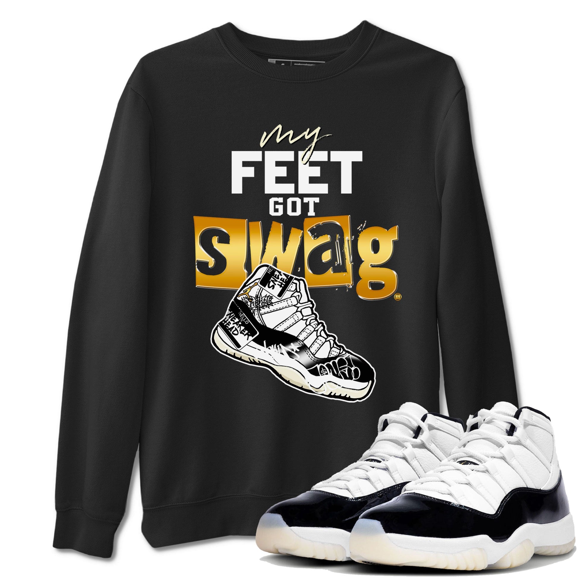 AJ11 Gratitude shirt to match jordans My Feet Got Swag sneaker tees Air Jordan 11 Gratitude SNRT Sneaker Release Tees unisex cotton Black 1 crew neck shirt