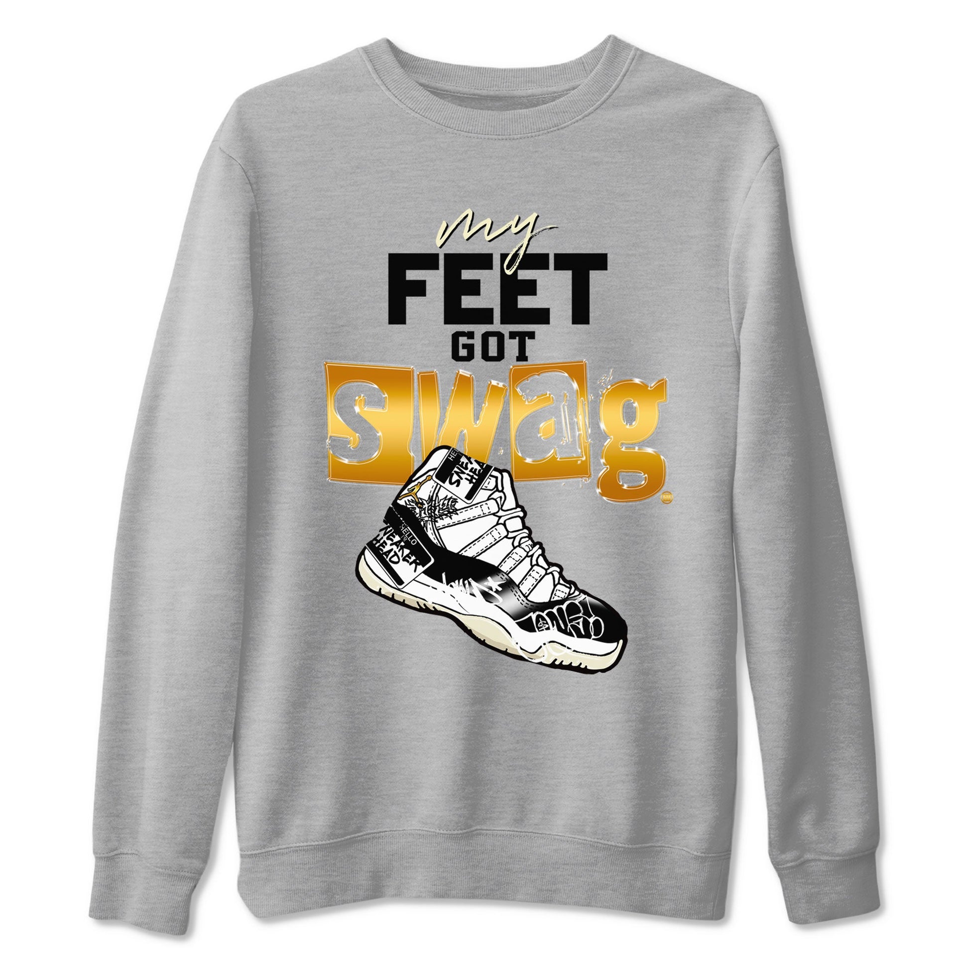 AJ11 Gratitude shirt to match jordans My Feet Got Swag sneaker tees Air Jordan 11 Gratitude SNRT Sneaker Release Tees unisex cotton Heather Grey 2 crew neck shirt