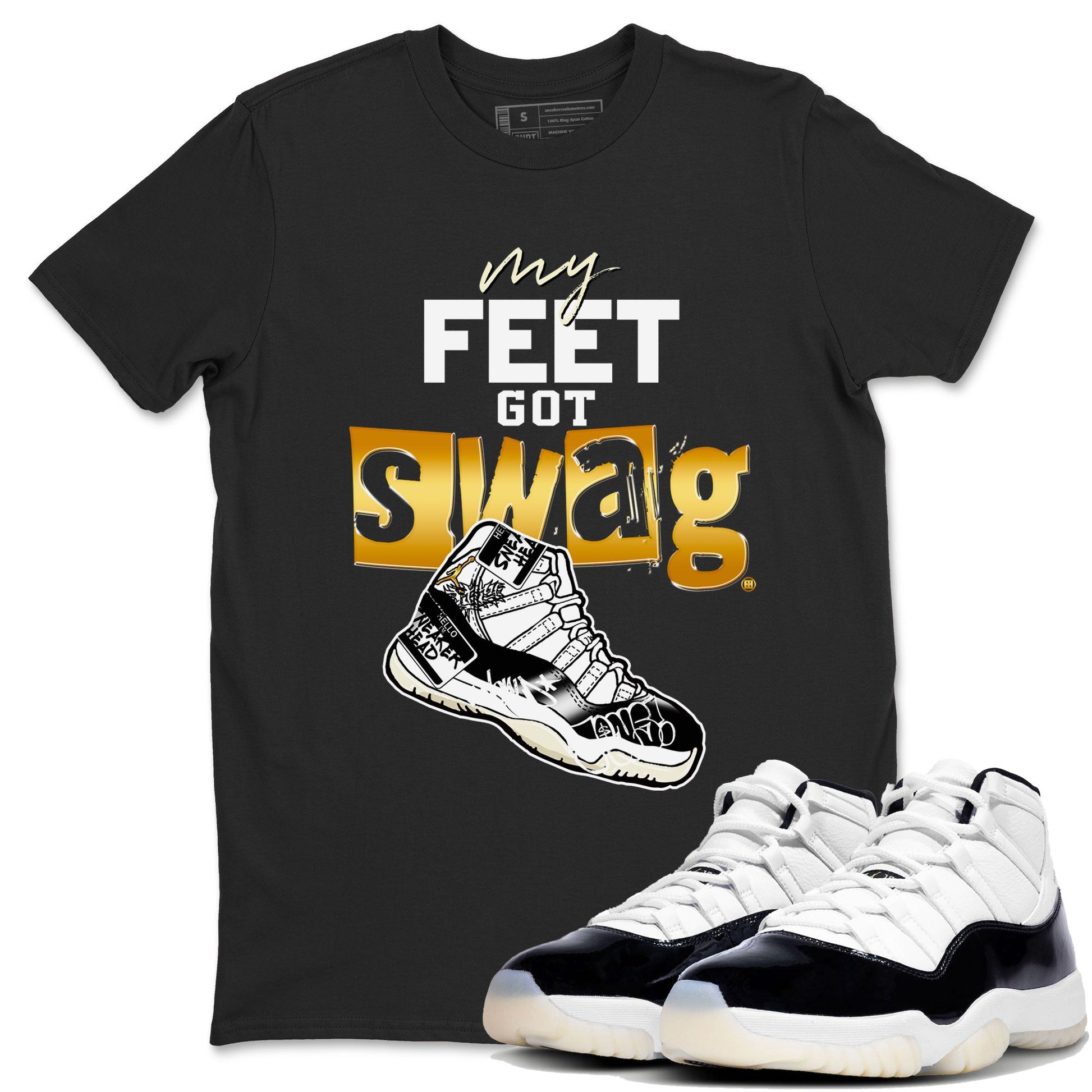 AJ11 Gratitude shirt to match jordans My Feet Got Swag sneaker tees Air Jordan 11 Gratitude SNRT Sneaker Release Tees unisex cotton Black 1 crew neck shirt