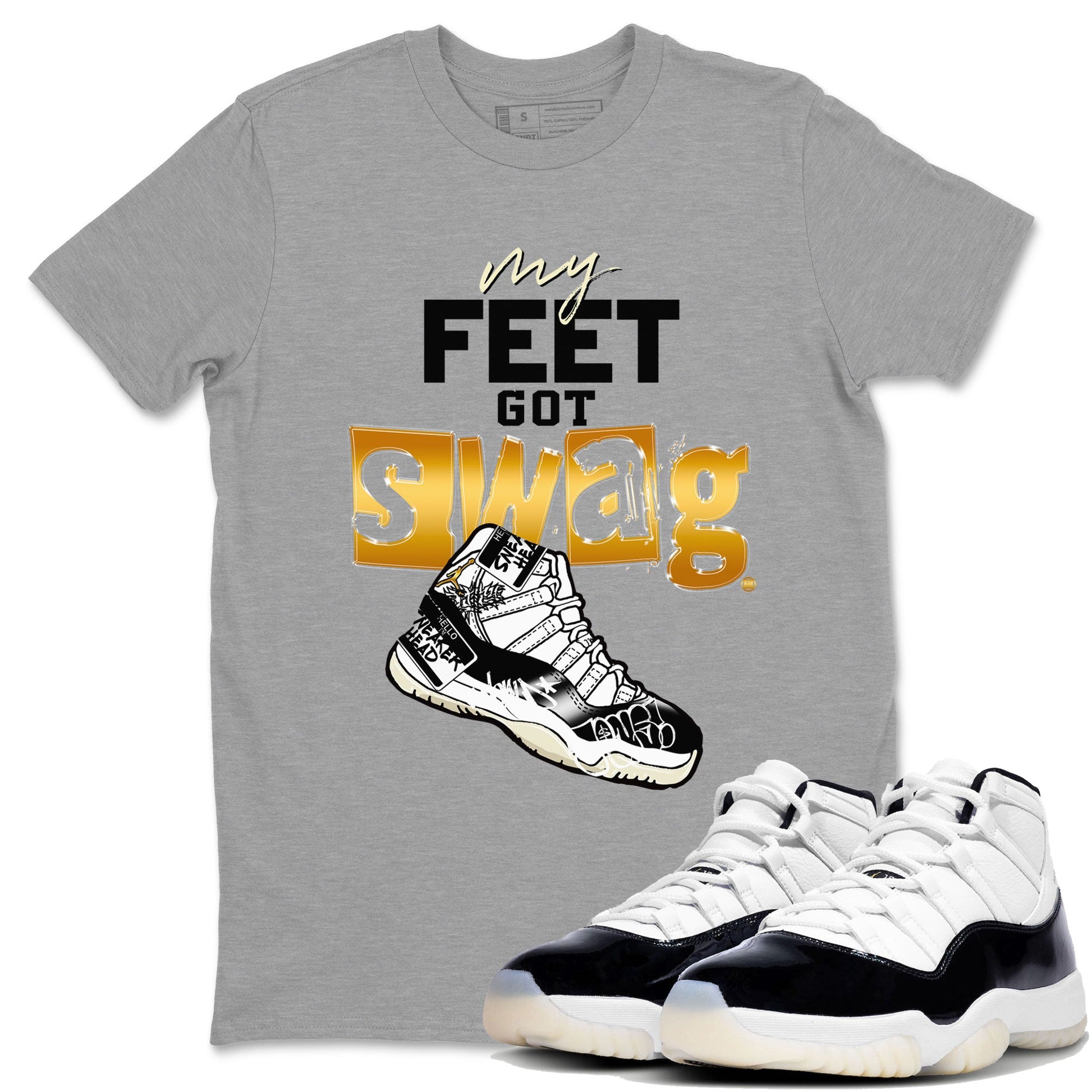 AJ11 Gratitude shirt to match jordans My Feet Got Swag sneaker tees Air Jordan 11 Gratitude SNRT Sneaker Release Tees unisex cotton Heather Grey 1 crew neck shirt