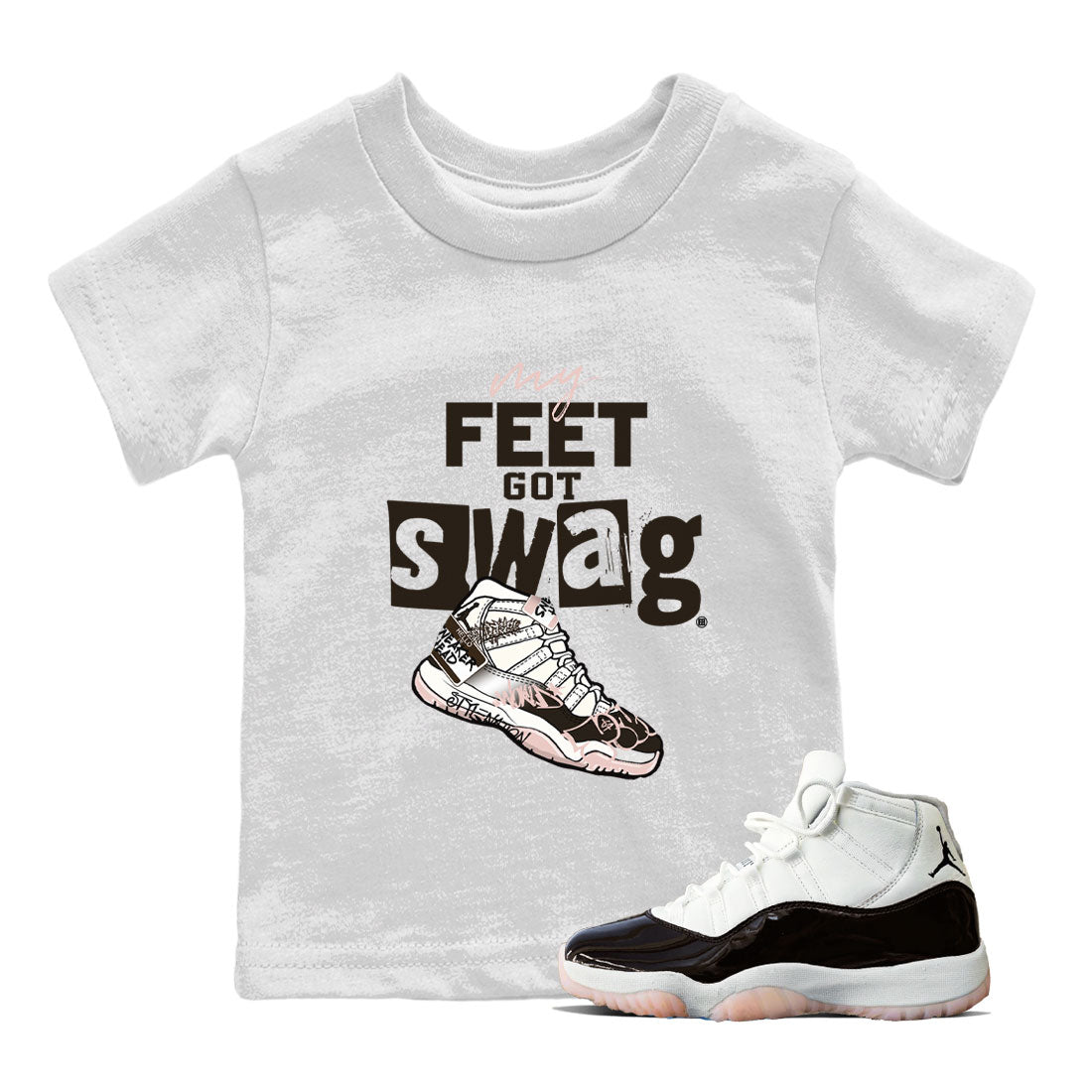Air Jordan 11 Neapolitan shirt to match jordans My Feet Got Swag sneaker tees Air Jordan 11 Neapolitan SNRT Sneaker Release Tees Baby Toddler White 1 T-Shirt