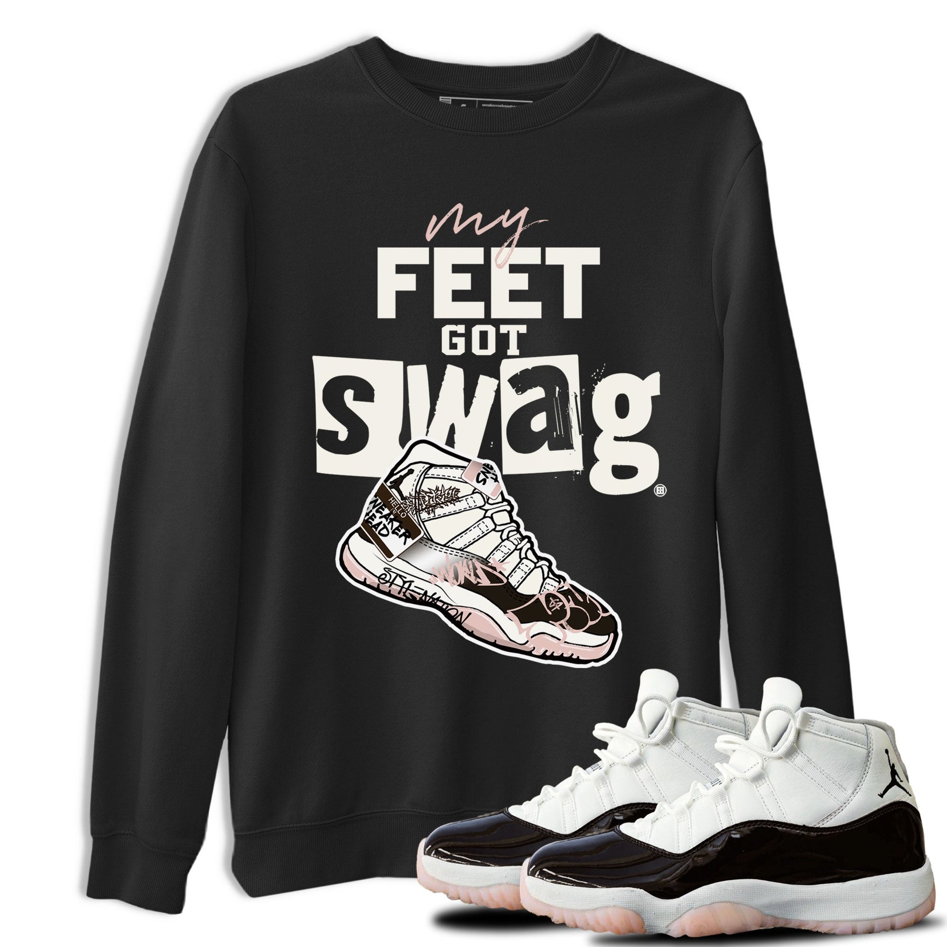 Air Jordan 11 Neapolitan shirt to match jordans My Feet Got Swag sneaker tees Air Jordan 11 Neapolitan SNRT Sneaker Release Tees Unisex Black 1 T-Shirt