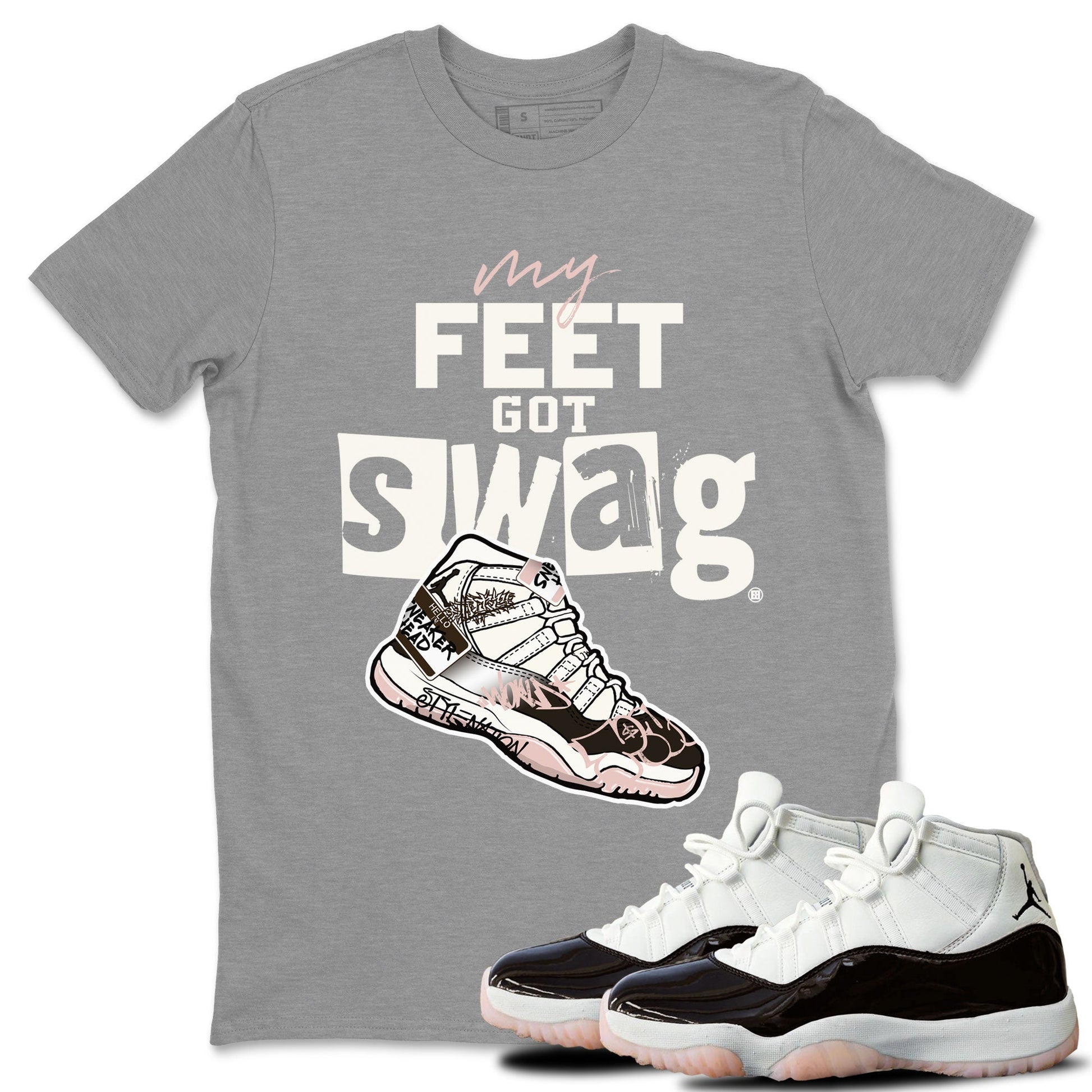 Air Jordan 11 Neapolitan shirt to match jordans My Feet Got Swag sneaker tees Air Jordan 11 Neapolitan SNRT Sneaker Release Tees Unisex Heather Grey 1 T-Shirt