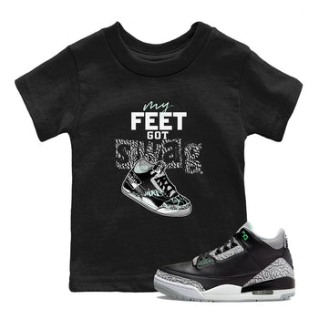3s Green Glow shirt to match jordans My Feet Got Swag sneaker tees Air Jordan 3 Green Glow SNRT sneaker release tees baby toddler Black 1 cotton Shirt