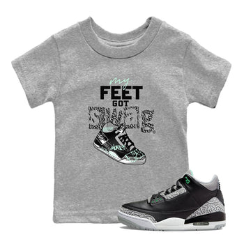 3s Green Glow shirt to match jordans My Feet Got Swag sneaker tees Air Jordan 3 Green Glow SNRT sneaker release tees baby toddler Heather Grey 1 cotton Shirt