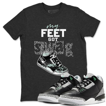 3s Green Glow shirt to match jordans My Feet Got Swag sneaker tees Air Jordan 3 Green Glow SNRT Sneaker Release Tees unisex cotton Charcoal Heather 1 crew neck shirt