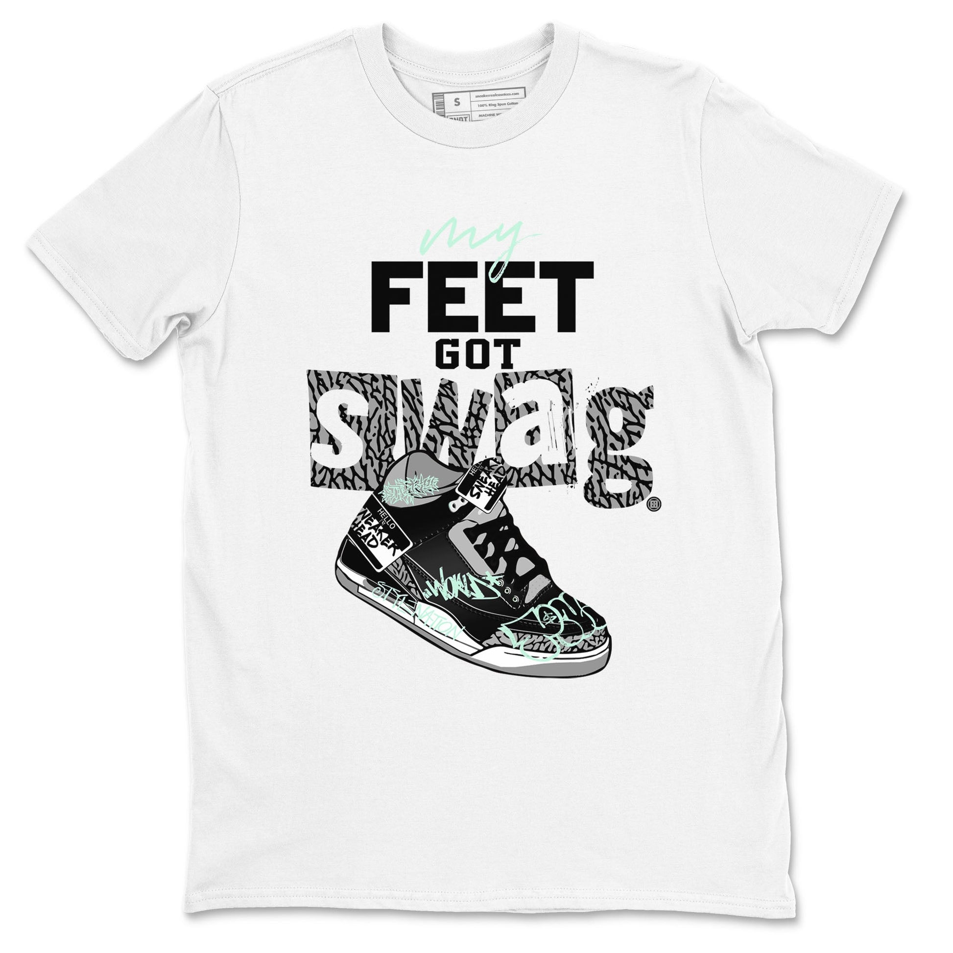 3s Green Glow shirt to match jordans My Feet Got Swag sneaker tees Air Jordan 3 Green Glow SNRT Sneaker Release Tees unisex cotton White 2 crew neck shirt