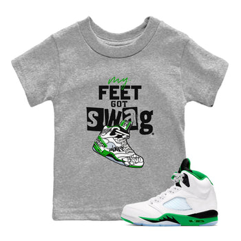 AJ5 Retro Lucky Green shirt to match jordans My Feet Got Swag sneaker tees Air Jordan 5 Retro Lucky Green SNRT Sneaker Tees Casual Crew Neck T-Shirt Baby Toddler Heather Grey 1 T-Shirt