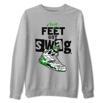 AJ5 Retro Lucky Green shirt to match jordans My Feet Got Swag sneaker tees Air Jordan 5 Retro Lucky Green SNRT Sneaker Tees Casual Crew Neck T-Shirt Unisex Heather Grey 2 T-Shirt