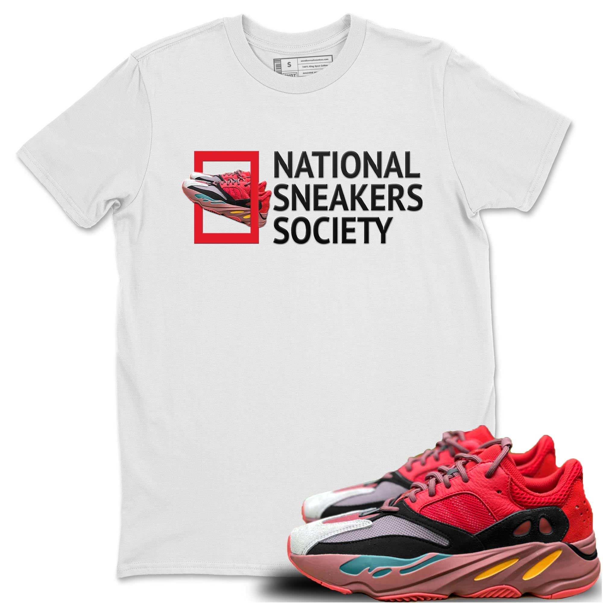 Yeezy 700 Hi-Res Red Sneaker Match Tees National Sneakers Sneaker Tees Yeezy 700 Hi-Res Red Sneaker Release Tees Unisex Shirts