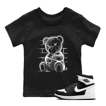 1s Black White shirt to match jordans Neon Bear sneaker tees Air Jordan 1 Black White SNRT sneaker release tees baby toddler Black 1 cotton Shirt