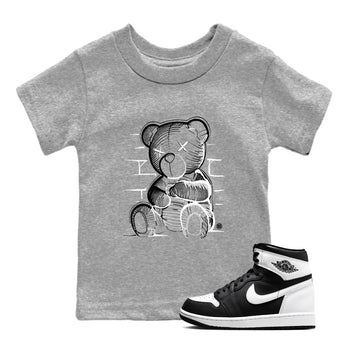 1s Black White shirt to match jordans Neon Bear sneaker tees Air Jordan 1 Black White SNRT sneaker release tees baby toddler Heather Grey 1 cotton Shirt