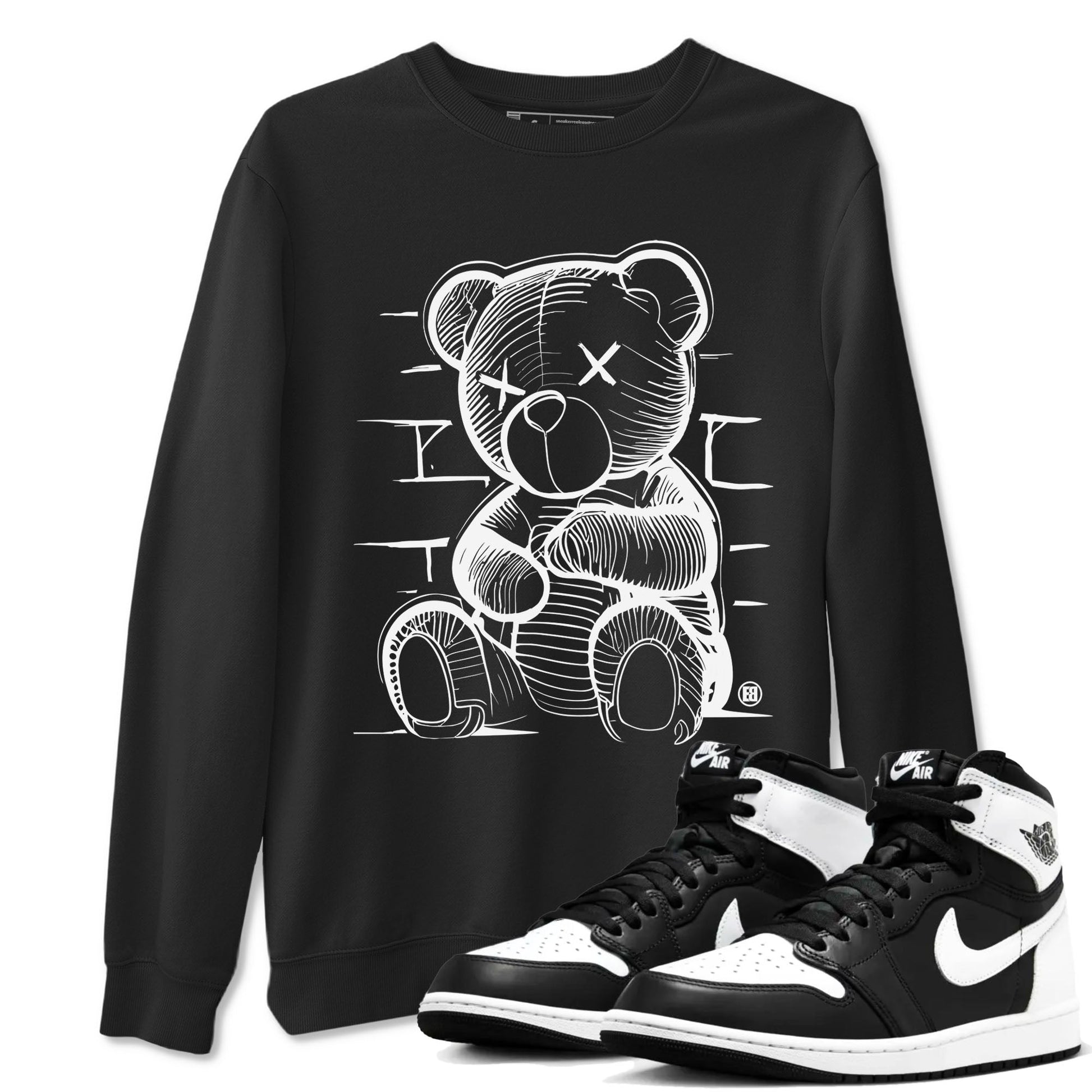1s Black White shirt to match jordans Neon Bear sneaker tees Air Jordan 1 Black White SNRT Sneaker Release Tees unisex cotton Black 1 crew neck shirt