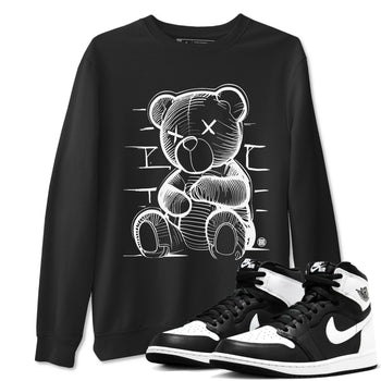 1s Black White shirt to match jordans Neon Bear sneaker tees Air Jordan 1 Black White SNRT Sneaker Release Tees unisex cotton Black 1 crew neck shirt