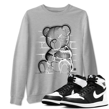 1s Black White shirt to match jordans Neon Bear sneaker tees Air Jordan 1 Black White SNRT Sneaker Release Tees unisex cotton Heather Grey 1 crew neck shirt