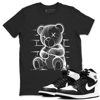 1s Black White shirt to match jordans Neon Bear sneaker tees Air Jordan 1 Black White SNRT Sneaker Release Tees unisex cotton Black 1 crew neck shirt