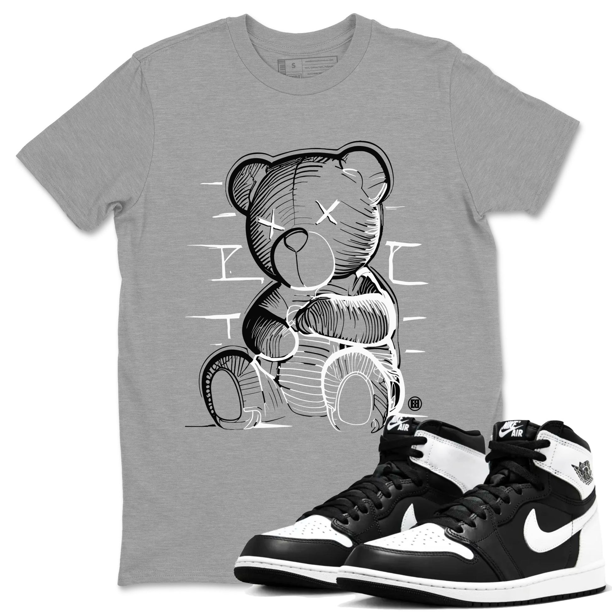 1s Black White shirt to match jordans Neon Bear sneaker tees Air Jordan 1 Black White SNRT Sneaker Release Tees unisex cotton Heather Grey 1 crew neck shirt