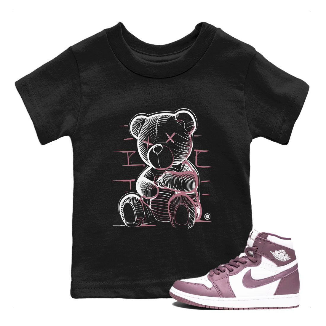 Air Jordan 1 Mauve shirt to match jordans Neon Bear sneaker tees AJ1 High OG Mauve SNRT Sneaker Release Tees Crew Neck T-ShirtBaby Toddler Black 1 T-Shirt