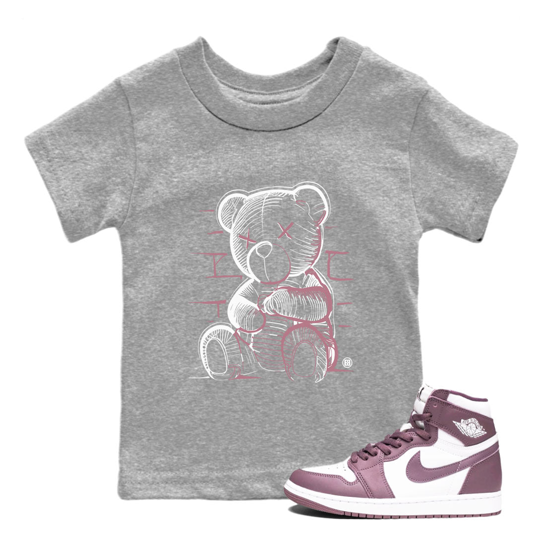 Air Jordan 1 Mauve shirt to match jordans Neon Bear sneaker tees AJ1 High OG Mauve SNRT Sneaker Release Tees Crew Neck T-ShirtBaby Toddler Heather Grey 1 T-Shirt