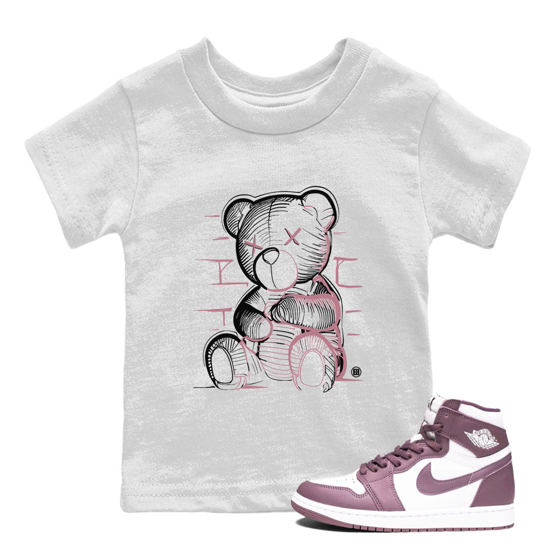 Air Jordan 1 Mauve shirt to match jordans Neon Bear sneaker tees AJ1 High OG Mauve SNRT Sneaker Release Tees Crew Neck T-ShirtBaby Toddler White 1 T-Shirt