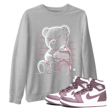 Air Jordan 1 Mauve shirt to match jordans Neon Bear sneaker tees AJ1 High OG Mauve SNRT Sneaker Release Tees Crew Neck T-ShirtUnisex Heather Grey 1 T-Shirt