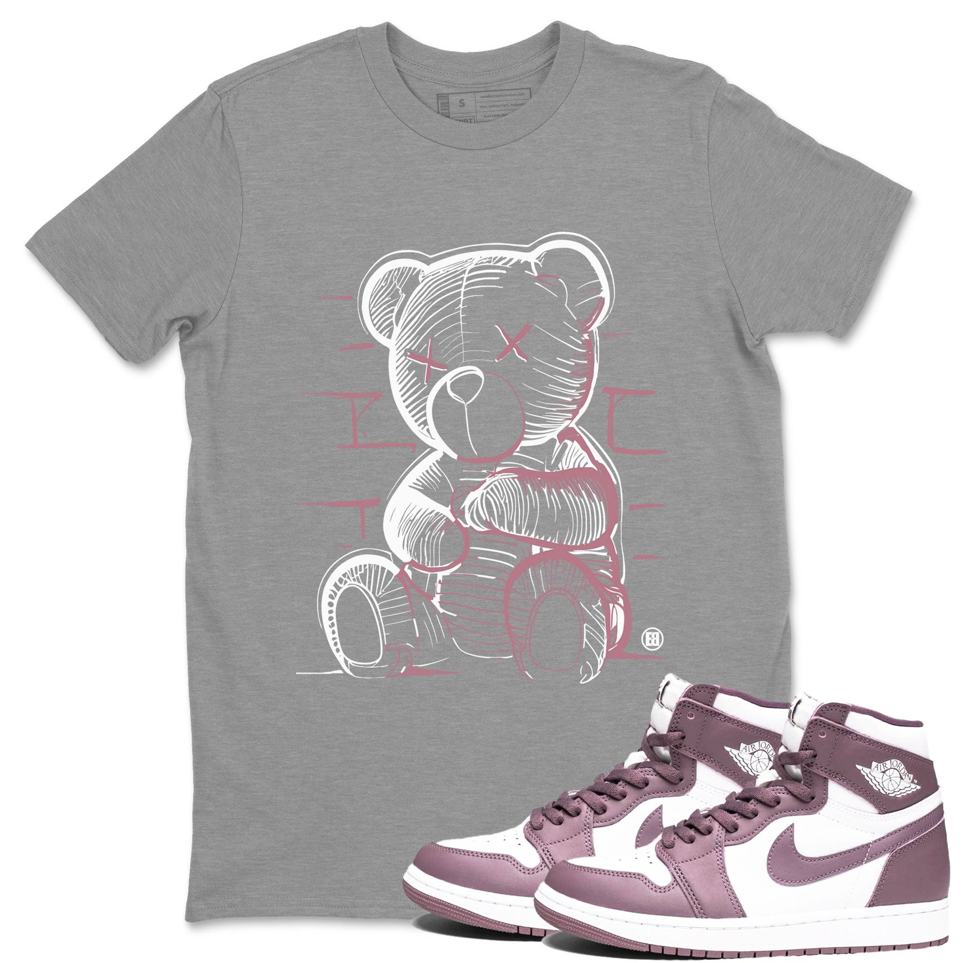 Air Jordan 1 Mauve shirt to match jordans Neon Bear sneaker tees AJ1 High OG Mauve SNRT Sneaker Release Tees Crew Neck T-ShirtUnisex Heather Grey 1 T-Shirt
