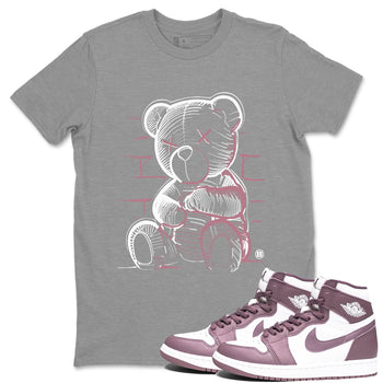 Air Jordan 1 Mauve shirt to match jordans Neon Bear sneaker tees AJ1 High OG Mauve SNRT Sneaker Release Tees Crew Neck T-ShirtUnisex Heather Grey 1 T-Shirt