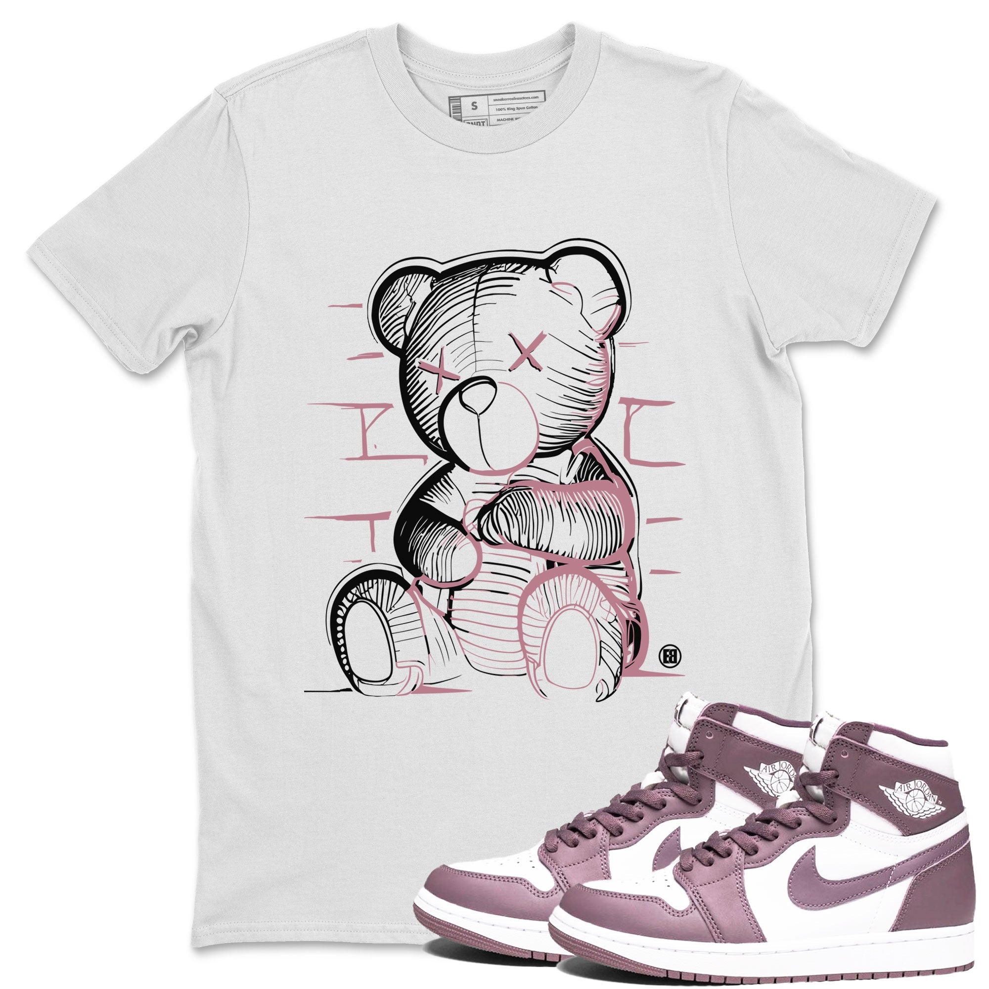 Air Jordan 1 Mauve shirt to match jordans Neon Bear sneaker tees AJ1 High OG Mauve SNRT Sneaker Release Tees Crew Neck T-ShirtUnisex White 1 T-Shirt