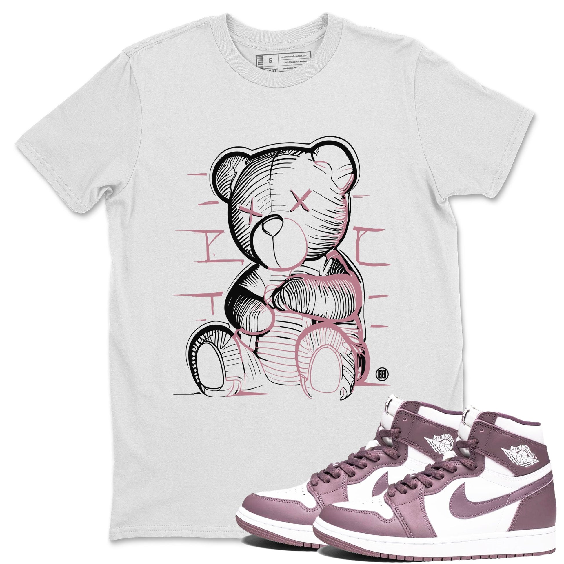 Air Jordan 1 Mauve shirt to match jordans Neon Bear sneaker tees AJ1 High OG Mauve SNRT Sneaker Release Tees Crew Neck T-ShirtUnisex White 1 T-Shirt