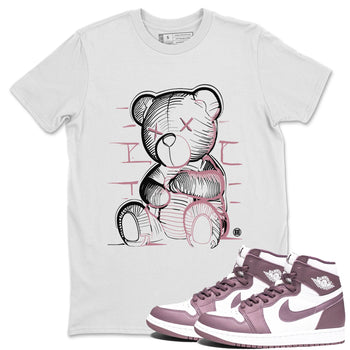 Air Jordan 1 Mauve shirt to match jordans Neon Bear sneaker tees AJ1 High OG Mauve SNRT Sneaker Release Tees Crew Neck T-ShirtUnisex White 1 T-Shirt
