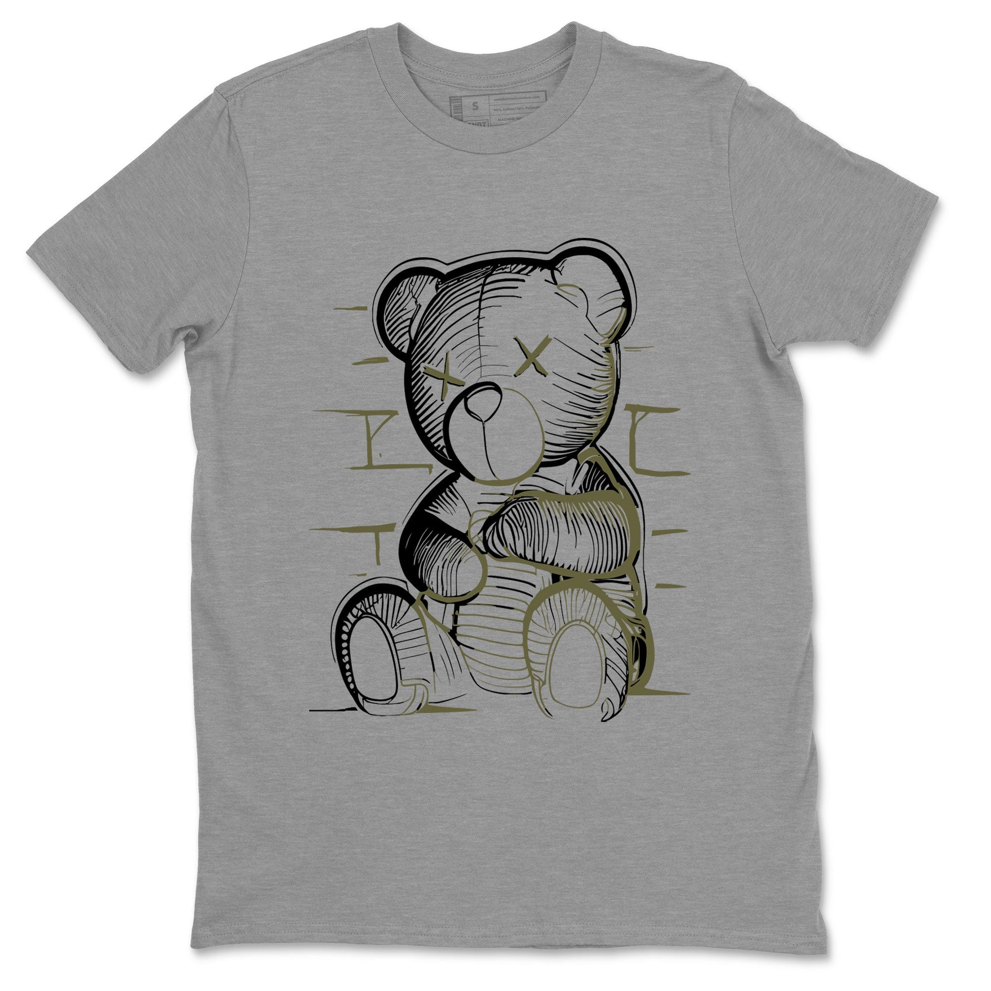 Jordan 1 Low x Travis Scott Golf Olive shirt to match jordans Neon Bear sneaker tees Air Jordan 1 Travis Scott Olive SNRT Sneaker Release Tees Unisex Heather Grey 2 T-Shirt