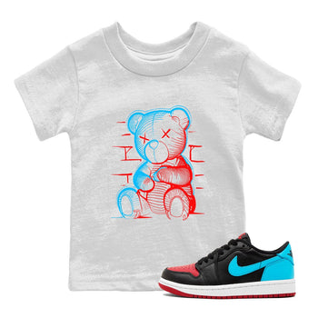 Air Jordan 1 UNC to Chicago Sneaker Match Tees Neon Bear Sneaker Tees Jordan 1 Low OG WMNS UNC to Chicago SNRT Sneaker Release Tees Kids and Baby Youth Shirts White 1
