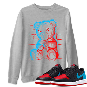 Air Jordan 1 UNC to Chicago Sneaker Match Tees Neon Bear Sneaker Tees Jordan 1 Low OG WMNS UNC to Chicago SNRT Sneaker Release Tees Unisex Shirts Heather Grey 1