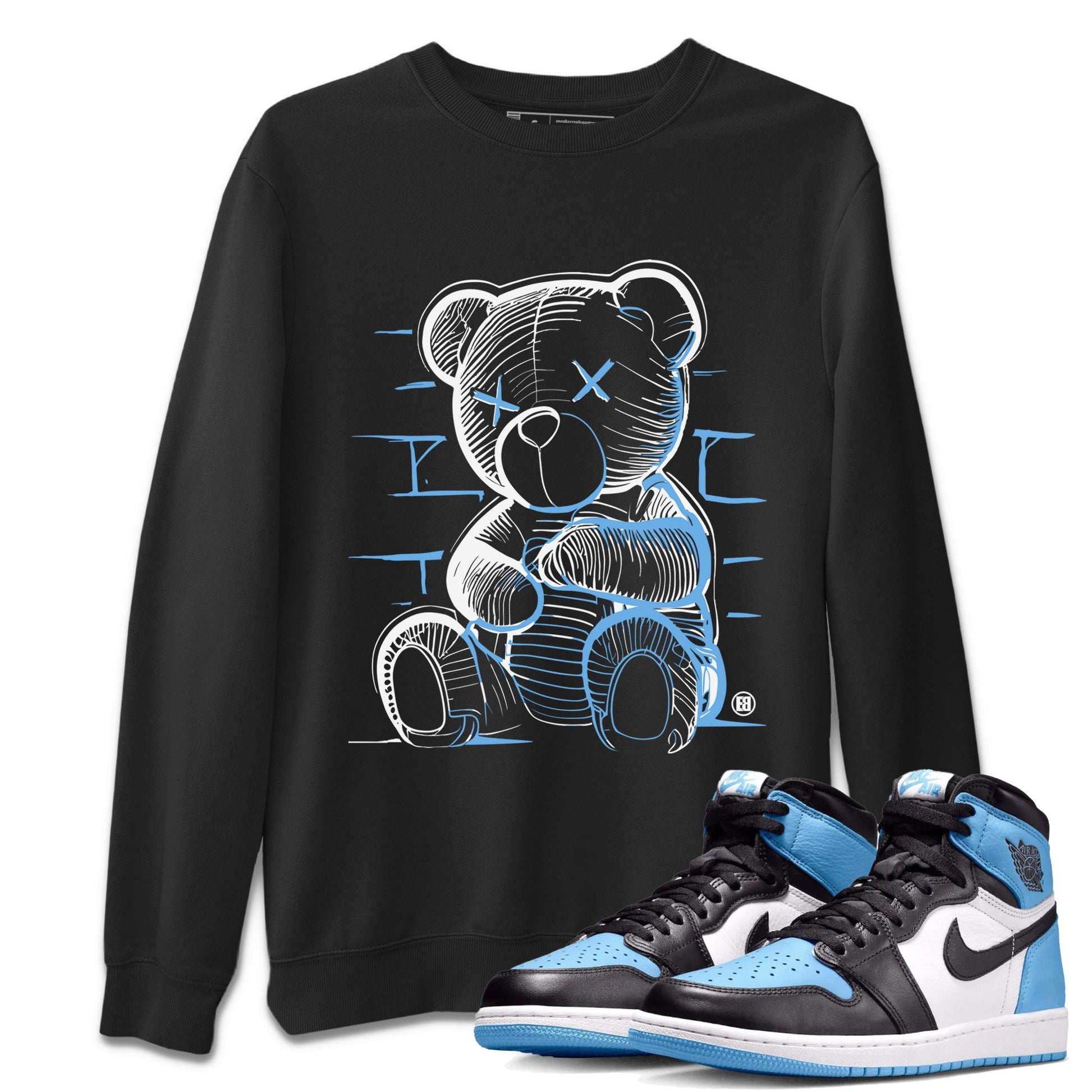 Air Jordan 1 Retro High OG UNC Toe Shirt to match Jordans Neon Bear Sneaker Tees Air Jordan 1 Retro UNC Toe Shirts Crew Neck T-Shirts Black 1