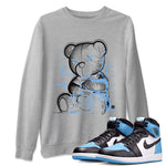 Air Jordan 1 Retro High OG UNC Toe Shirt to match Jordans Neon Bear Sneaker Tees Air Jordan 1 Retro UNC Toe Shirts Crew Neck T-Shirts Heather Grey 1