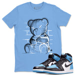 Air Jordan 1 Retro High OG UNC Toe Shirt to match Jordans Neon Bear Sneaker Tees Air Jordan 1 Retro UNC Toe Shirts Crew Neck T-Shirts Carolina Blue 1