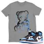 Air Jordan 1 Retro High OG UNC Toe Shirt to match Jordans Neon Bear Sneaker Tees Air Jordan 1 Retro UNC Toe Shirts Crew Neck T-Shirts Heather Grey 1