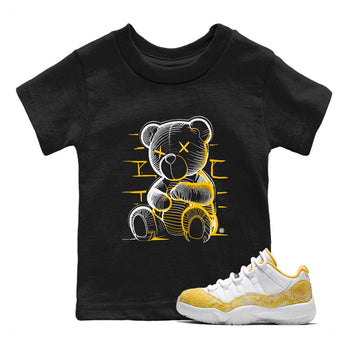 Air Jordan 11 Yellow Python Sneaker Match Tees Neon Bear Sneaker Tees Air Jordan 11 Snakeskin Shirts Kids Shirts Black 1