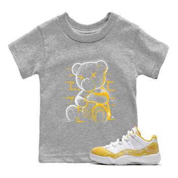 Air Jordan 11 Yellow Python Sneaker Match Tees Neon Bear Sneaker Tees Air Jordan 11 Snakeskin Shirts Kids Shirts Heather Grey 1