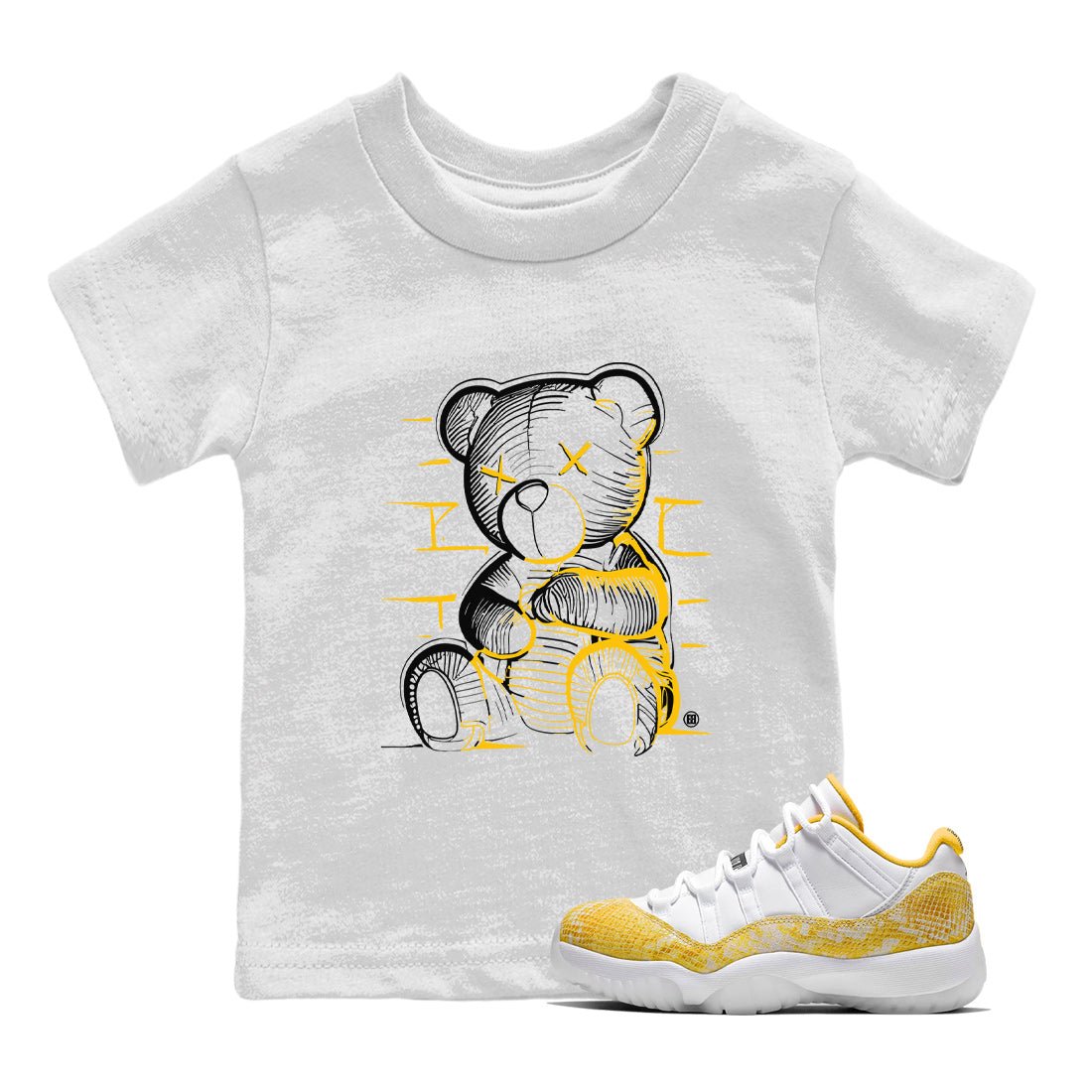 Air Jordan 11 Yellow Python Sneaker Match Tees Neon Bear Sneaker Tees Air Jordan 11 Snakeskin Shirts Kids Shirts White 1