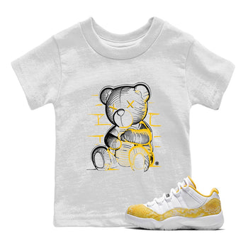 Air Jordan 11 Yellow Python Sneaker Match Tees Neon Bear Sneaker Tees Air Jordan 11 Snakeskin Shirts Kids Shirts White 1