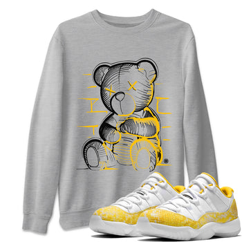 Air Jordan 11 Yellow Python Sneaker Match Tees Neon Bear Sneaker Tees Air Jordan 11 Snakeskin Shirts Unisex Shirts Heather Grey 1