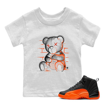 Air Jordan 12 Brilliant Orange Sneaker Match Tees Neon Bear Sneaker Tees Air Jordan 12 WMNS Brilliant Orange Tees Kids Shirts White 1