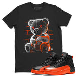 Air Jordan 12 Brilliant Orange Sneaker Match Tees Neon Bear Sneaker Tees Air Jordan 12 WMNS Brilliant Orange Tees Unisex Shirts Black 2