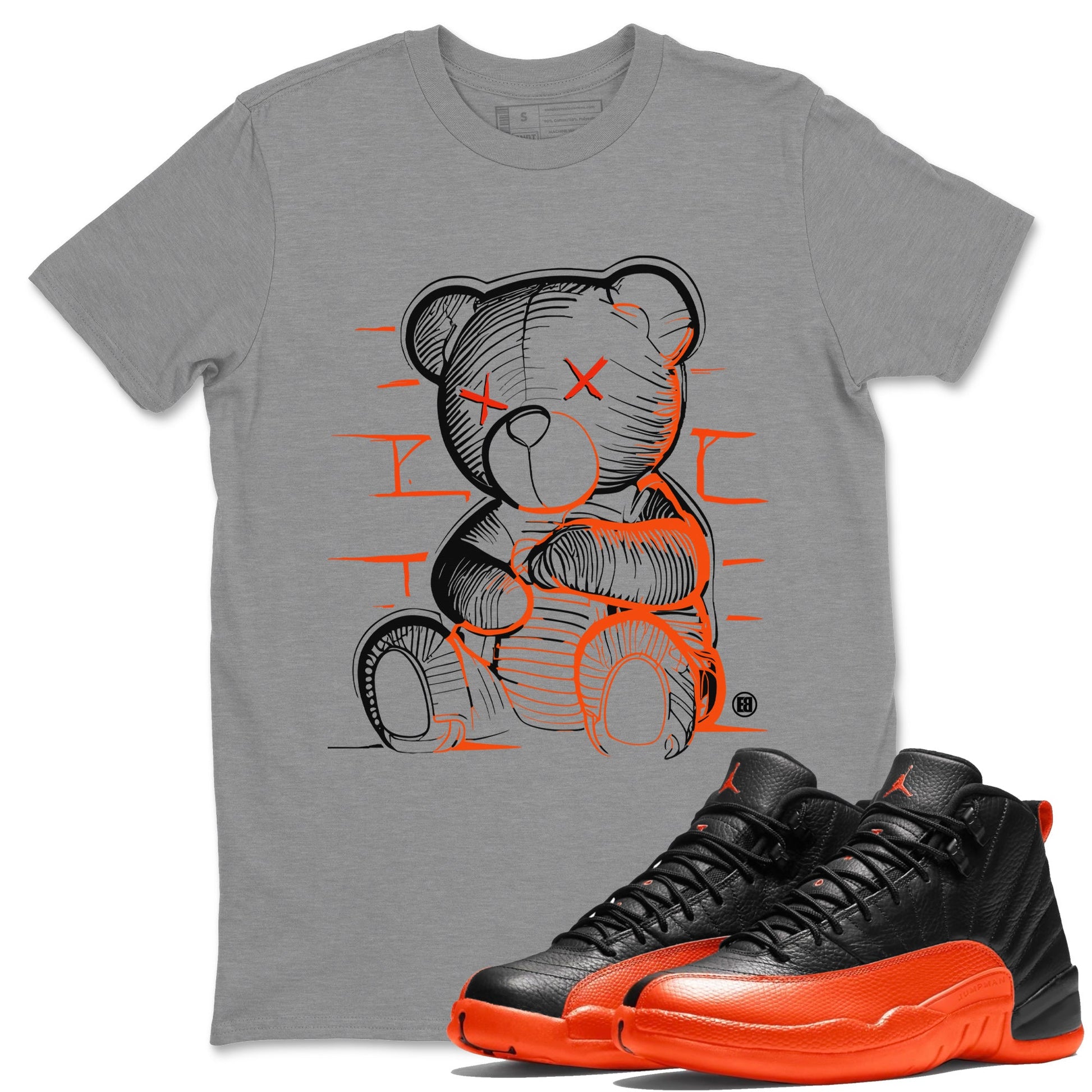 Air Jordan 12 Brilliant Orange Neon Bear Crew Neck Sneaker Tees Air Jordan 12 Brilliant Orange Sneaker T-Shirts Size Chart