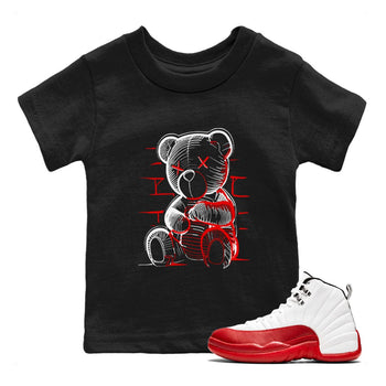 Air Jordan 12 Retro Cherry shirt to match jordans Neon Bear sneaker tees Air Jordan 12 Cherry SNRT Sneaker Release Tees Baby Toddler Black 1 T-Shirt