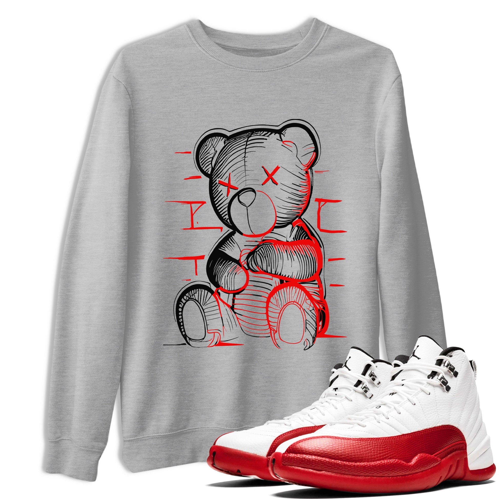 Air Jordan 12 Retro Cherry shirt to match jordans Neon Bear sneaker tees Air Jordan 12 Cherry SNRT Sneaker Release Tees Crew Neck Casual Unisex Heather Grey 1 T-Shirt